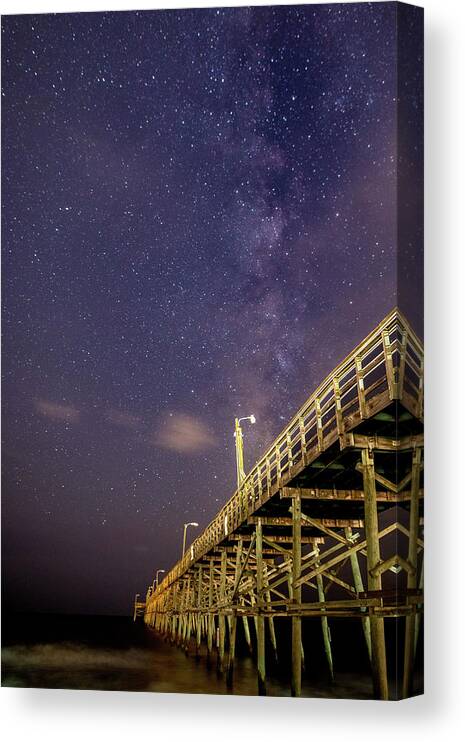 Oak Island Canvas Print featuring the photograph Pier into the Stars by Nick Noble