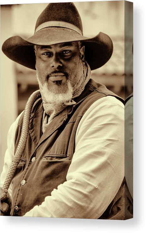 Cowboy Hat Canvas Print featuring the photograph Piercing Eyes of the Cowboy by Jeanne May