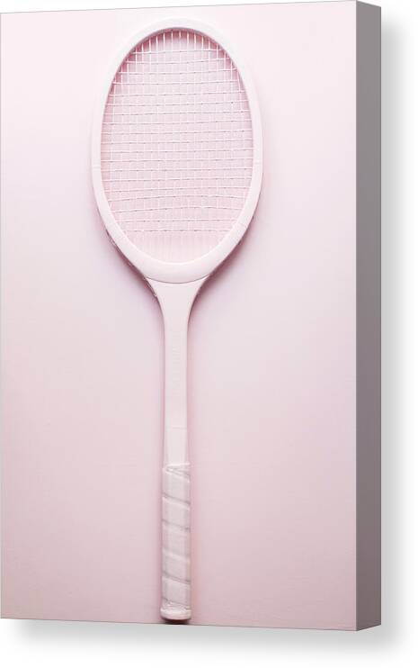 Racket Canvas Print featuring the photograph Pink racket tennis. Vintage sport by Andrey A