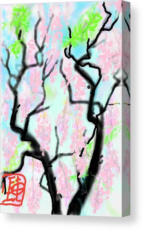 Wisteria. Pink Canvas Print featuring the digital art Pink Wisteria by Debbi Saccomanno Chan
