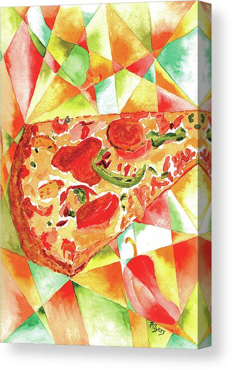 Watercolor Canvas Print featuring the painting Pizza Pizza by Paula Ayers