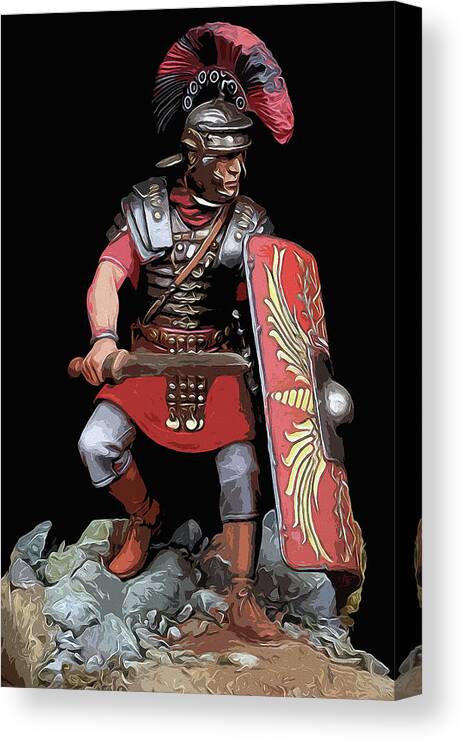 Roman Legion Canvas Print featuring the painting Portrait of a Roman Legionary - 07 by AM FineArtPrints