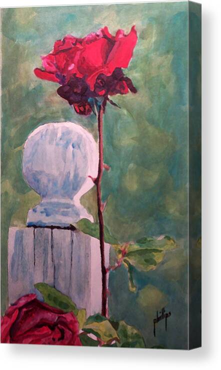 Post Canvas Print featuring the painting Post and the Rose by Jim Phillips