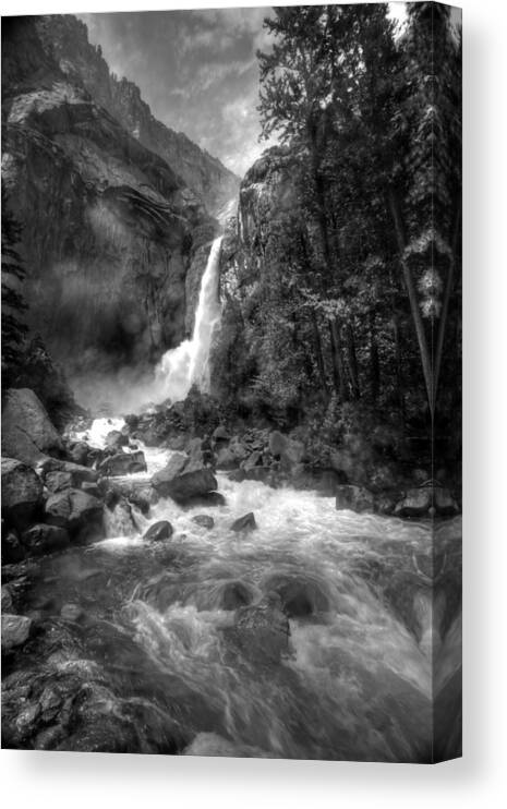 Lower Yosemite Falls Canvas Print featuring the photograph Power Of Water by Edward Kreis