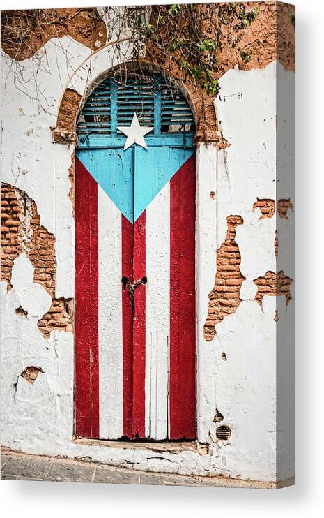 Architecture Canvas Print featuring the photograph Puerto Rican Door by Oscar Gutierrez