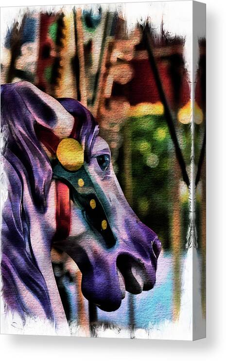 Carousel Canvas Print featuring the photograph Purple Carousel Horse by Norma Warden