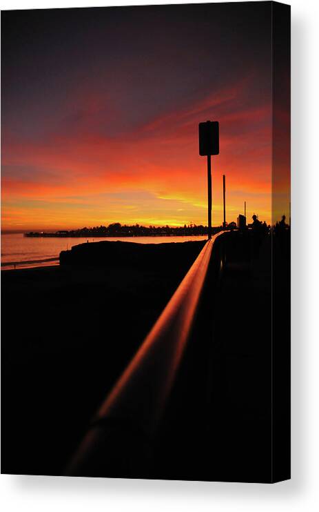 Sunset Canvas Print featuring the photograph Purple Rail by John Finch