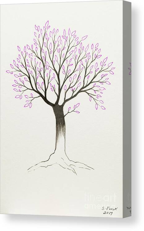 Tree Canvas Print featuring the painting Purple tree by Stefanie Forck