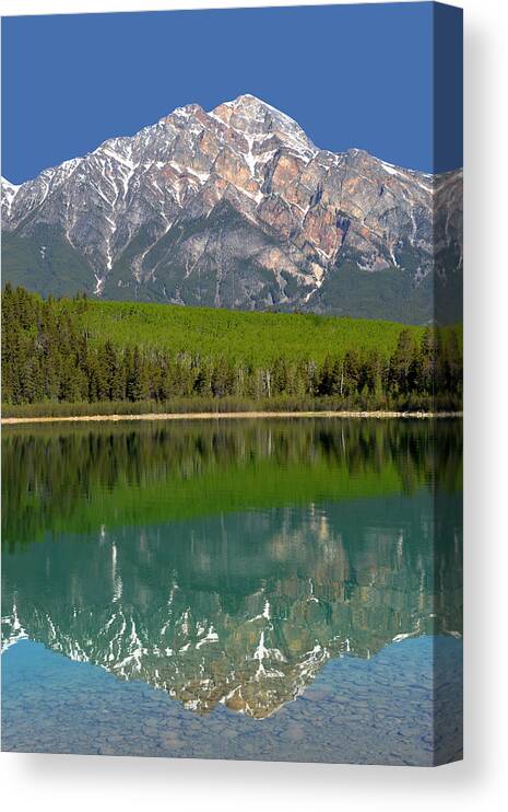 Pyramid Mountain Canvas Print featuring the photograph Pyramid Mountain Reflection by Ginny Barklow