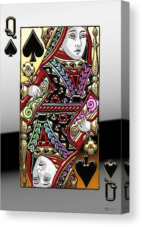 'gamble' Collection By Serge Averbukh Canvas Print featuring the digital art Queen of Spades  by Serge Averbukh