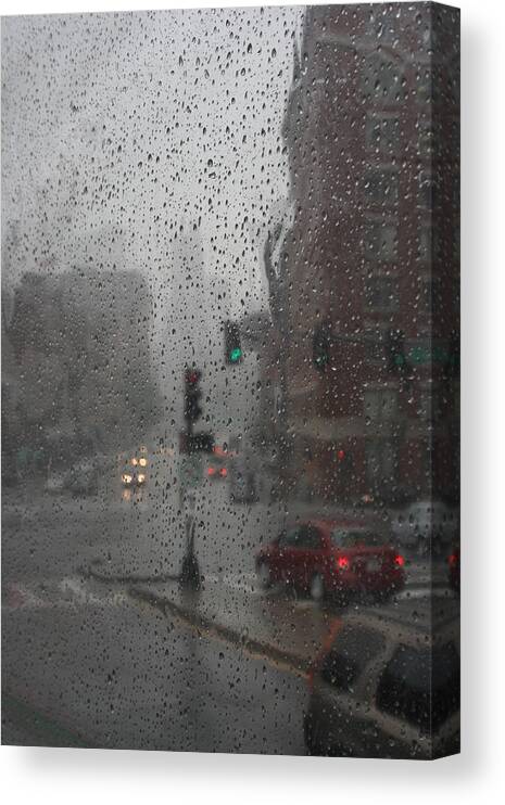 Cityscape Canvas Print featuring the photograph Rainy Days in Boston by Julie Lueders 