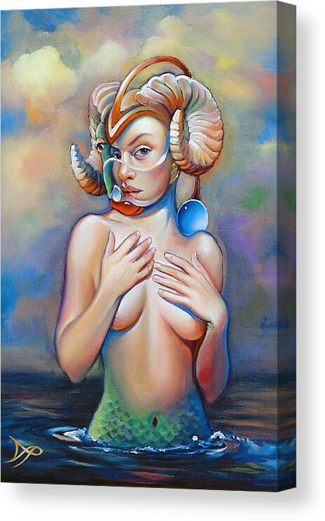 Mermaid Canvas Print featuring the painting Ram Cephalarvum by Patrick Anthony Pierson