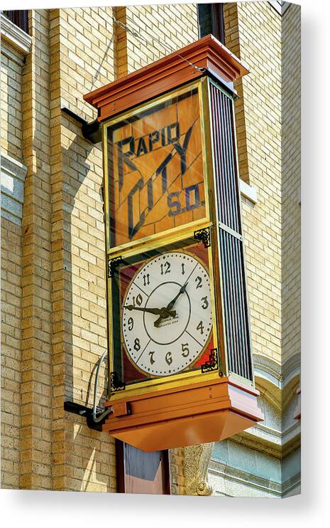 Badlands Canvas Print featuring the photograph Rapid City Clock by Kevin Craft