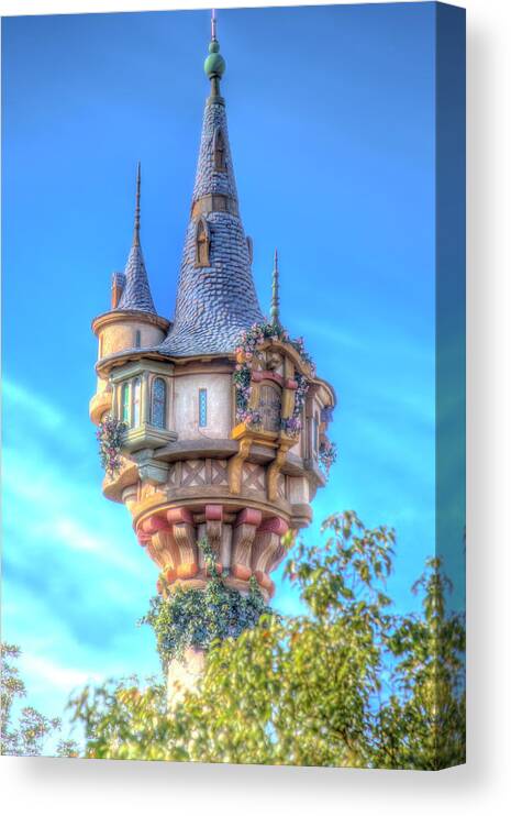 Magic Kingdom Canvas Print featuring the photograph Rapunzel Castle Tower by Mark Andrew Thomas