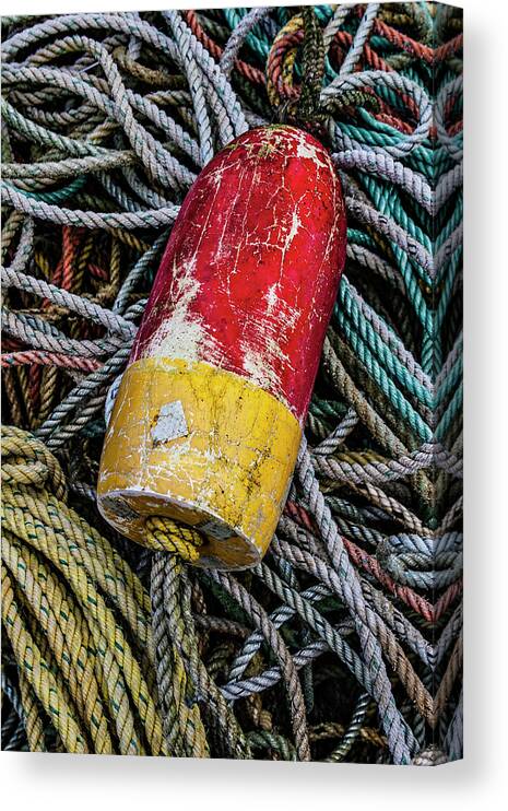 Buoy Canvas Print featuring the photograph Red and Yellow Buoy by Carol Leigh