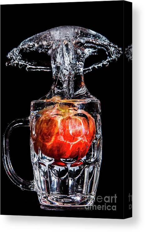 Apple Canvas Print featuring the photograph Red Apple Splash by Ray Shiu