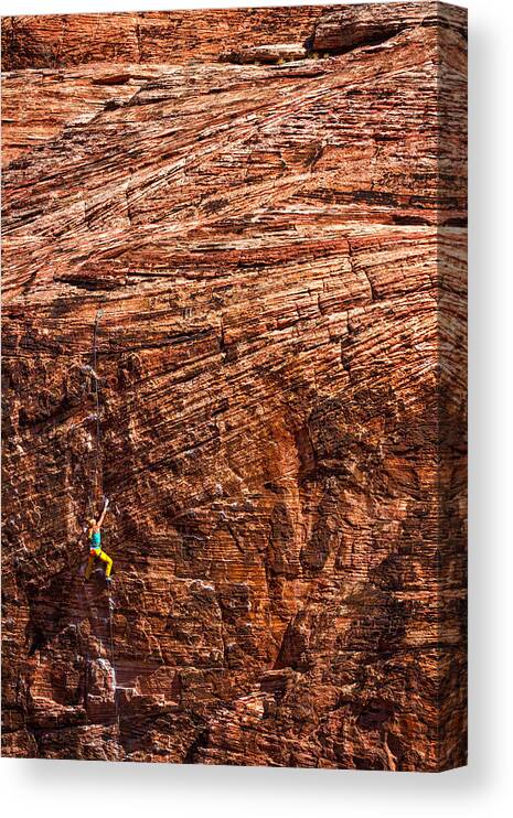 Red Rock Canvas Print featuring the photograph Red Rock Climber by Stuart Litoff