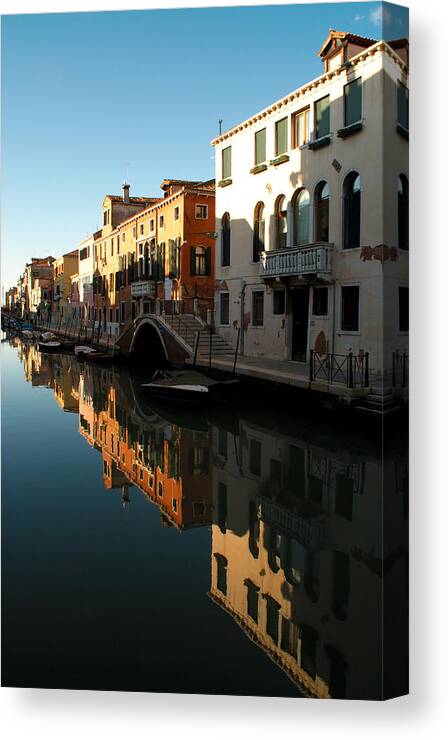 Venice Canvas Print featuring the photograph Reflection on the Cannaregio Canal in Venice by Michael Henderson