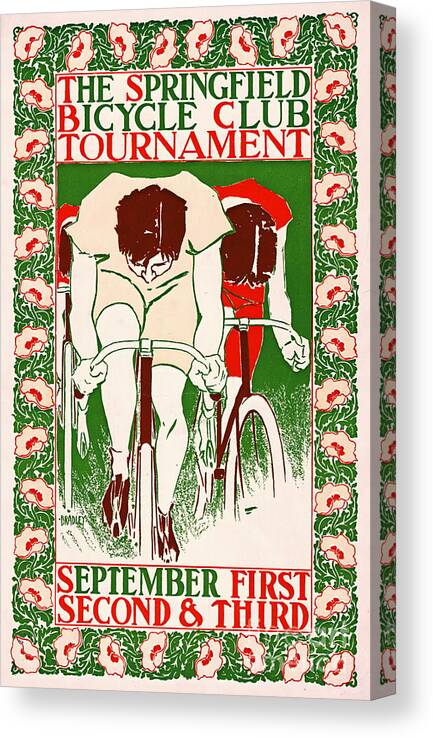 Retro Bicycle Poster 1895 Canvas Print featuring the photograph Retro Bicycle Poster 1895 by Padre Art