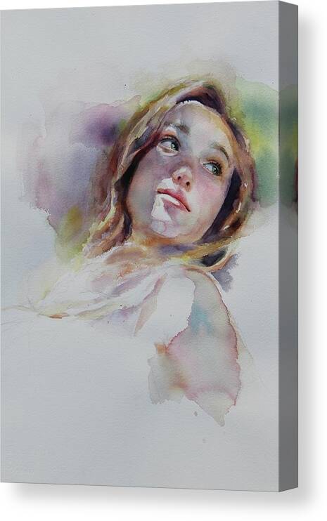 Watercolor Canvas Print featuring the painting Reverie by Tracy Male