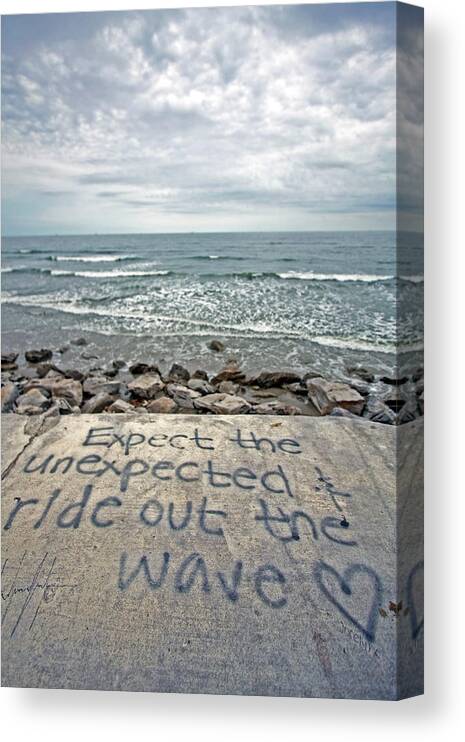 Galveston Canvas Print featuring the photograph Ride out the wave by Ty Helbach
