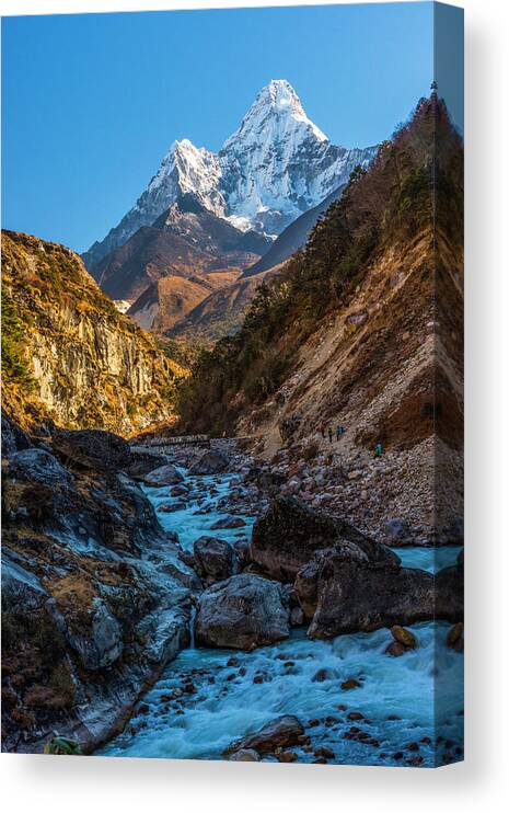 Nepal Canvas Print featuring the photograph River Crossing by Owen Weber