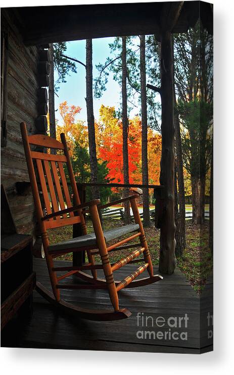 Porch Canvas Print featuring the photograph Rocking in Fall by Randy Rogers