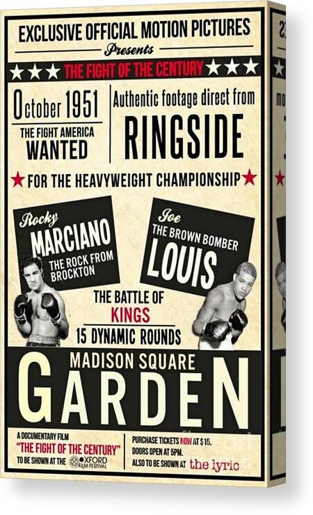 Rocky Marciano and Joe Louis famous fight poster Canvas Print / Canvas Art  by Pd - Pixels Canvas Prints