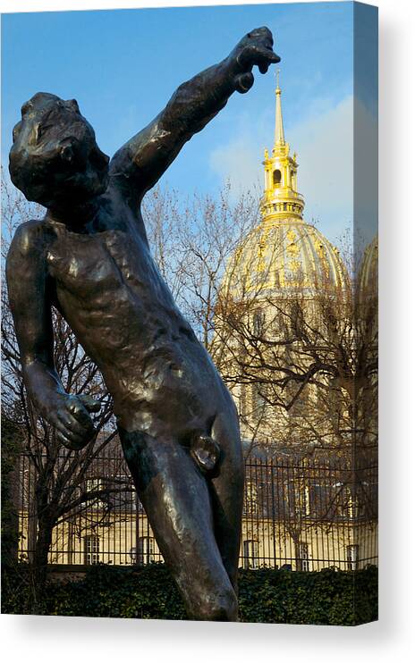 Lawrence Canvas Print featuring the photograph Rodin Playing With Napoleon by Lawrence Boothby