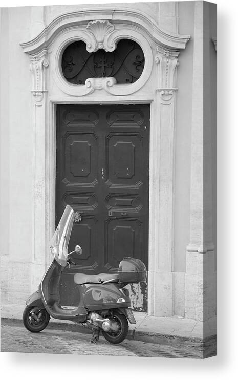 Canon Canvas Print featuring the photograph Roma Vespa and Door by John McGraw