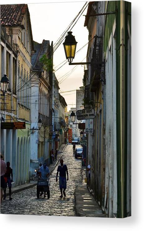 Alley Canvas Print featuring the photograph Alley at Dusk - Bahia, Brazil by Carlos Alkmin