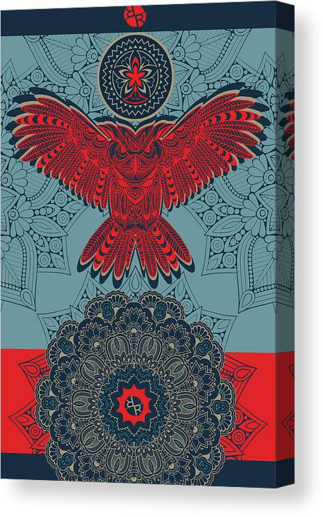 Owl Canvas Print featuring the mixed media Rubino Spirit Owl by Tony Rubino
