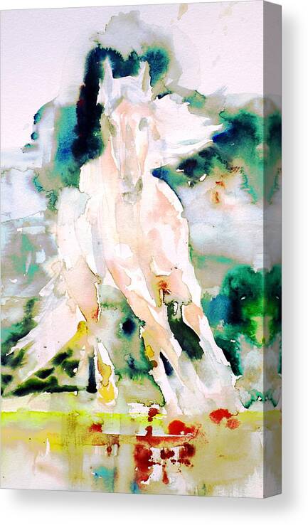 Horse Canvas Print featuring the painting Run To The Fire by Fabrizio Cassetta