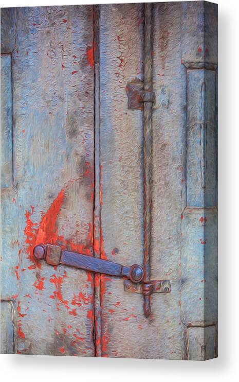 David Letts Canvas Print featuring the painting Rusted Iron Door Handle by David Letts