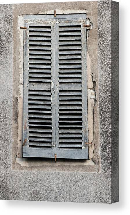 Rustic Canvas Print featuring the photograph Rustic French Window Shutters Vignette by Jani Freimann