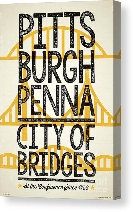 Pittsburgh Canvas Print featuring the digital art Rustic Style Pittsburgh Poster by Jim Zahniser