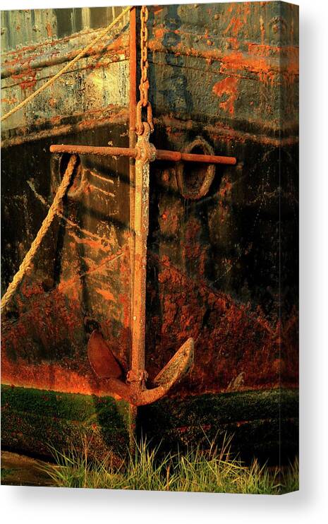 Rusting Anchor Boat Water Canvas Print featuring the photograph Rusting Anchor by Ian Sanders