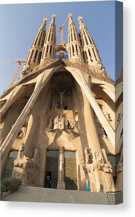 Sagrada Familia Canvas Print featuring the photograph Sagrada Familia church in Barcelona Antoni Gaudi by Matthias Hauser