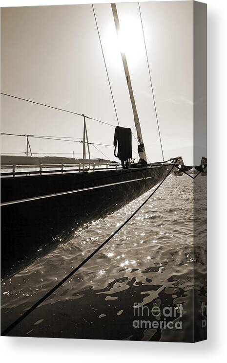 Superyacht Canvas Print featuring the photograph Sailing Yacht Hanuman J Boat Bow by Dustin K Ryan