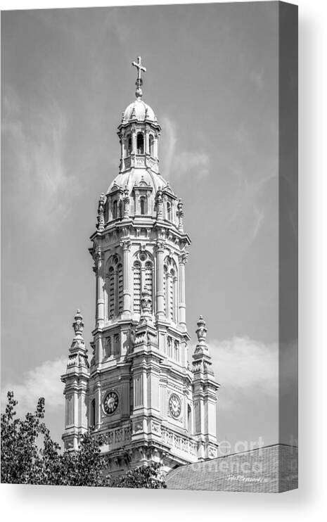 Indiana Canvas Print featuring the photograph Saint Mary of the Woods Church Tower by University Icons