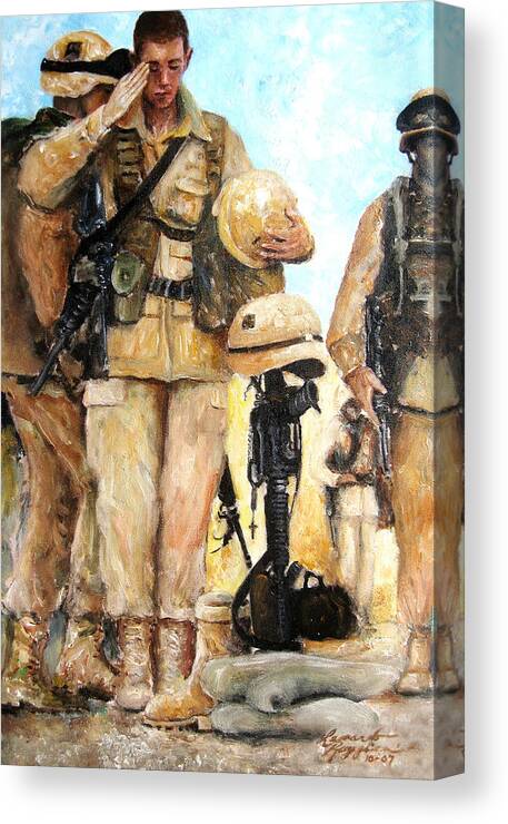 People Canvas Print featuring the painting Saluting The Fallen by Leonardo Ruggieri
