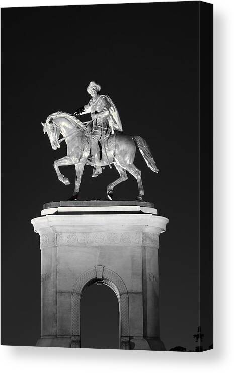 Houston Canvas Print featuring the photograph Sam Houston - Black and White by David Morefield