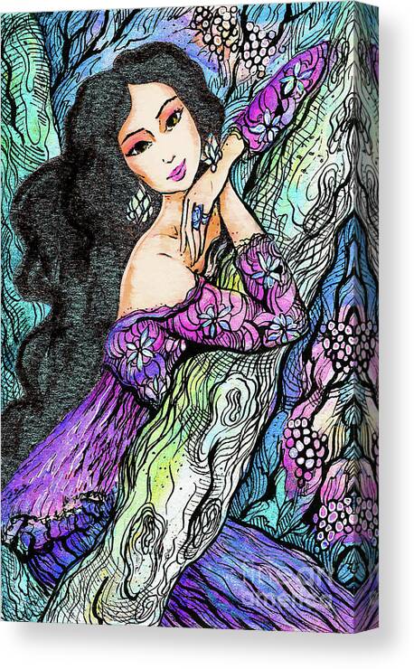 Beautiful Woman Canvas Print featuring the painting Sapphire Forest by Eva Campbell