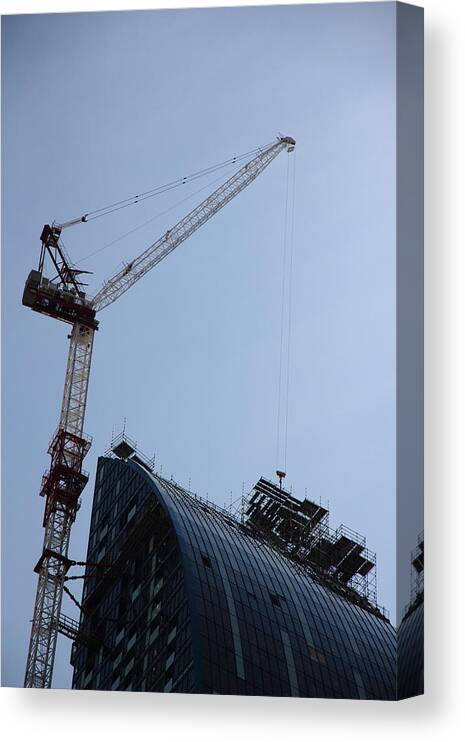 Crane Canvas Print featuring the photograph scaffolding II... yeah... WAY the hell up there... by Kreddible Trout