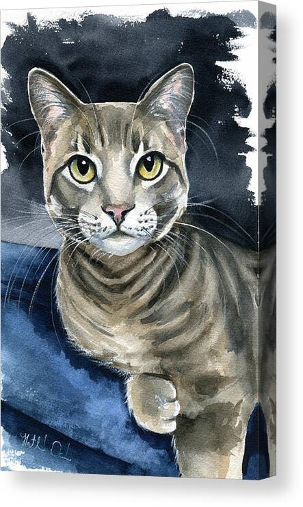 Cat Canvas Print featuring the painting Scout - Cat Portrait by Dora Hathazi Mendes