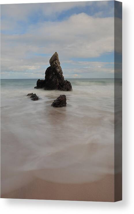 Durness Canvas Print featuring the photograph Sea Stack on Sango Bay by Maria Gaellman