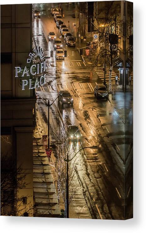 Seattle Canvas Print featuring the photograph Seattle's 6th and Pine by E Faithe Lester