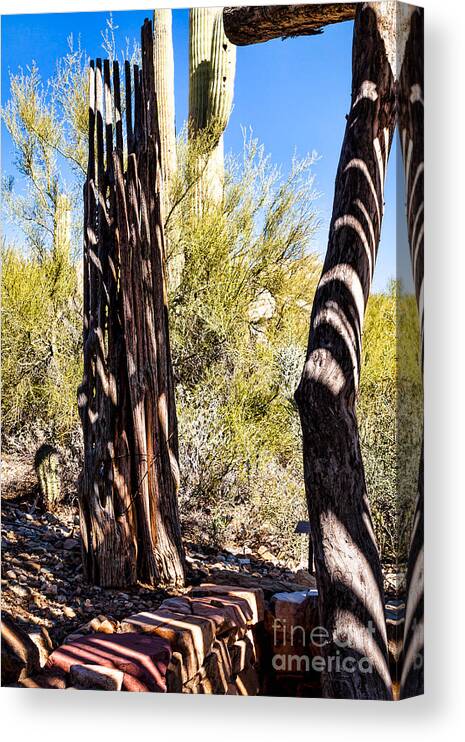 Arid Canvas Print featuring the photograph Shadows in the Hot Desert by Lawrence Burry