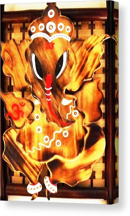 Digital Art Canvas Print featuring the digital art Shree Ganesha by Piety Dsilva