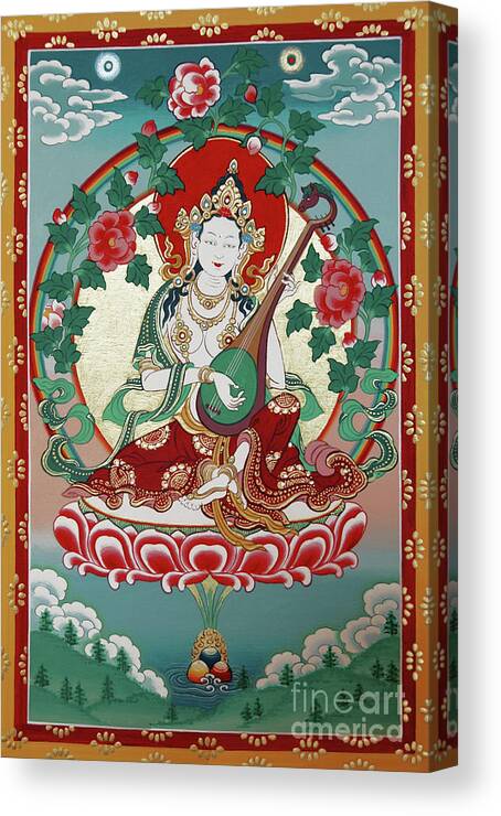 Shri Canvas Print featuring the painting Shri Saraswati by Sergey Noskov